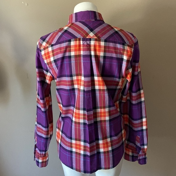 American Eagle Purple And Orange Plaid Button Down Shirt 100%Cotton Fall Casual - Picture 5 of 7